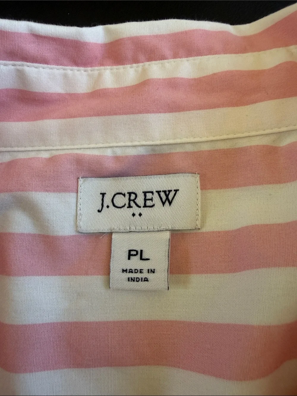 J.Crew Pink White Stripe Stretch Button Front Shirt Petite Large PL Cotton Top